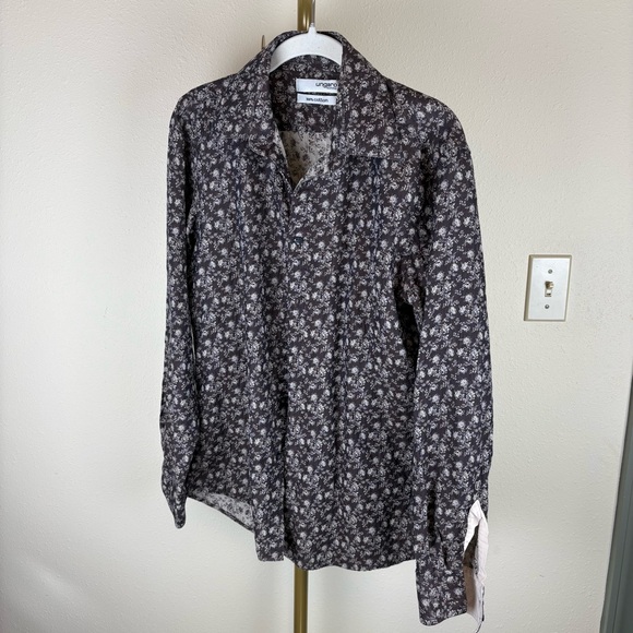 Uniqlo Brown and Cream Floral Button Down Shirt - Picture 1 of 5